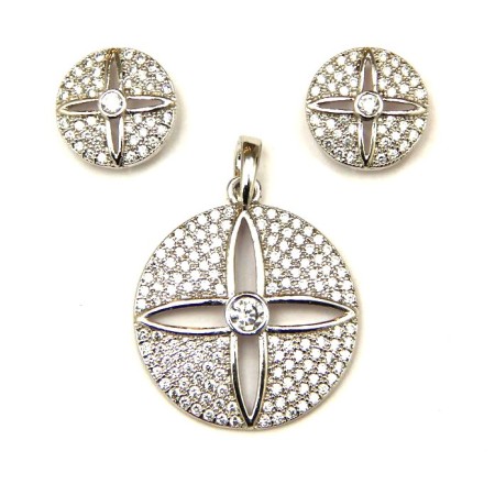 American Diamond Silver Pendant Set